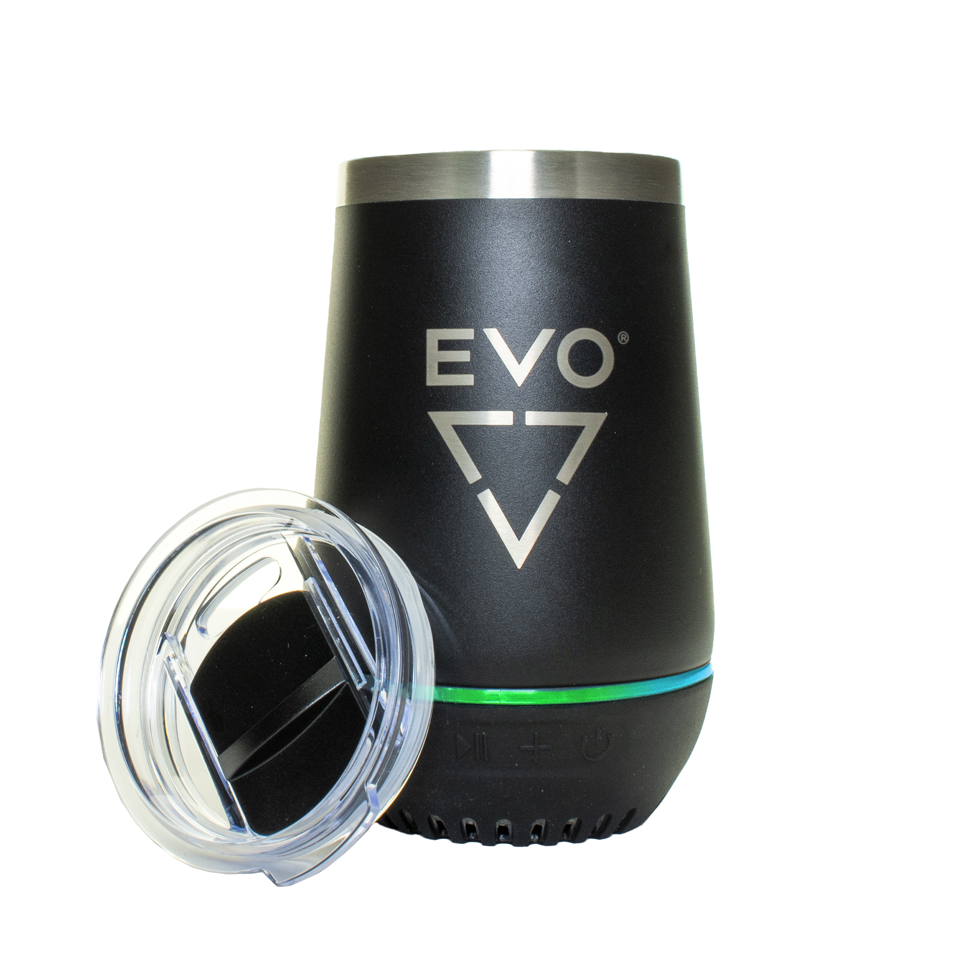 EVO Wine Tumbler with Bluetooth Speaker, 12 oz Sarge With Lid