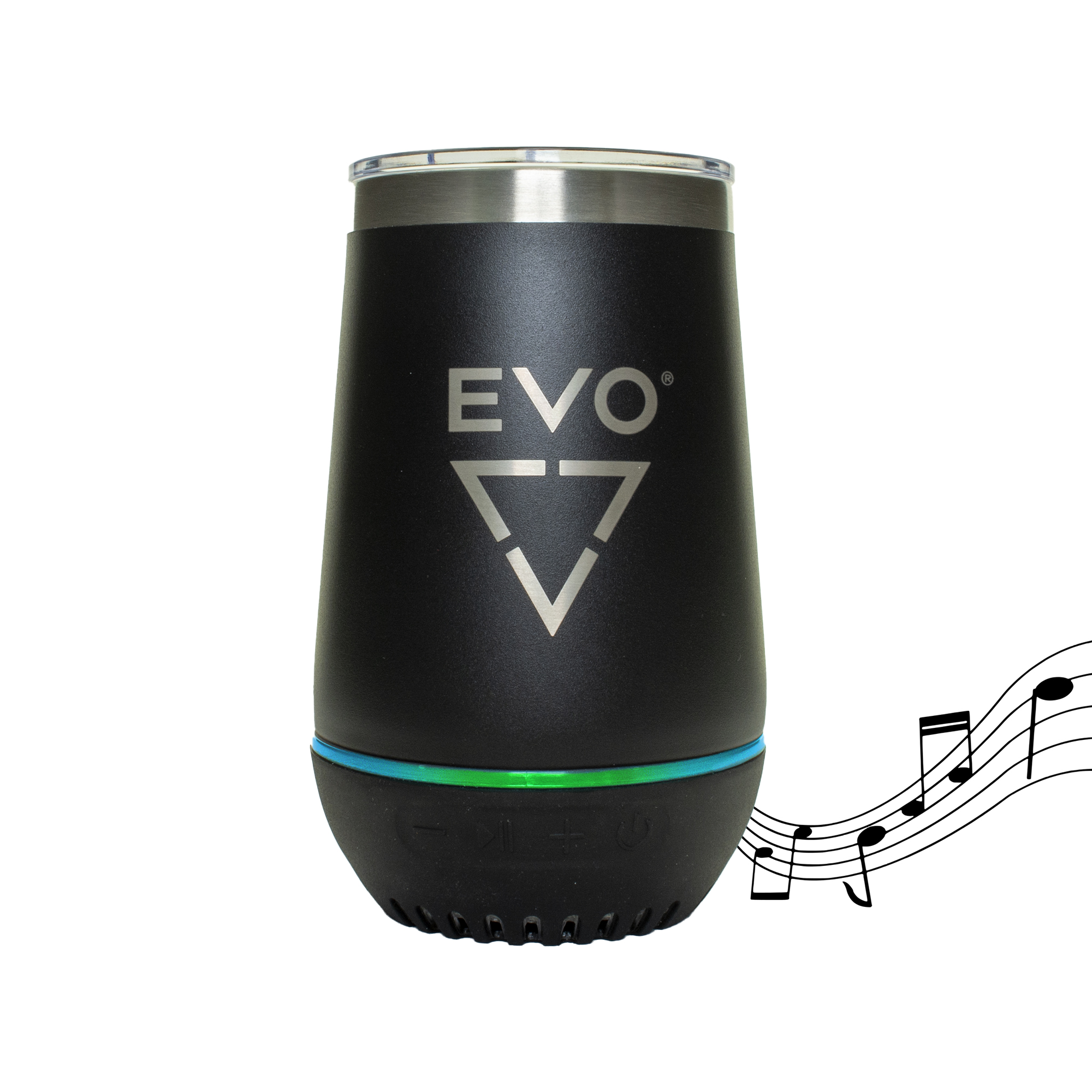 Evo Wine Tumbler with Bluetooth Speaker, 12 oz in Tortola