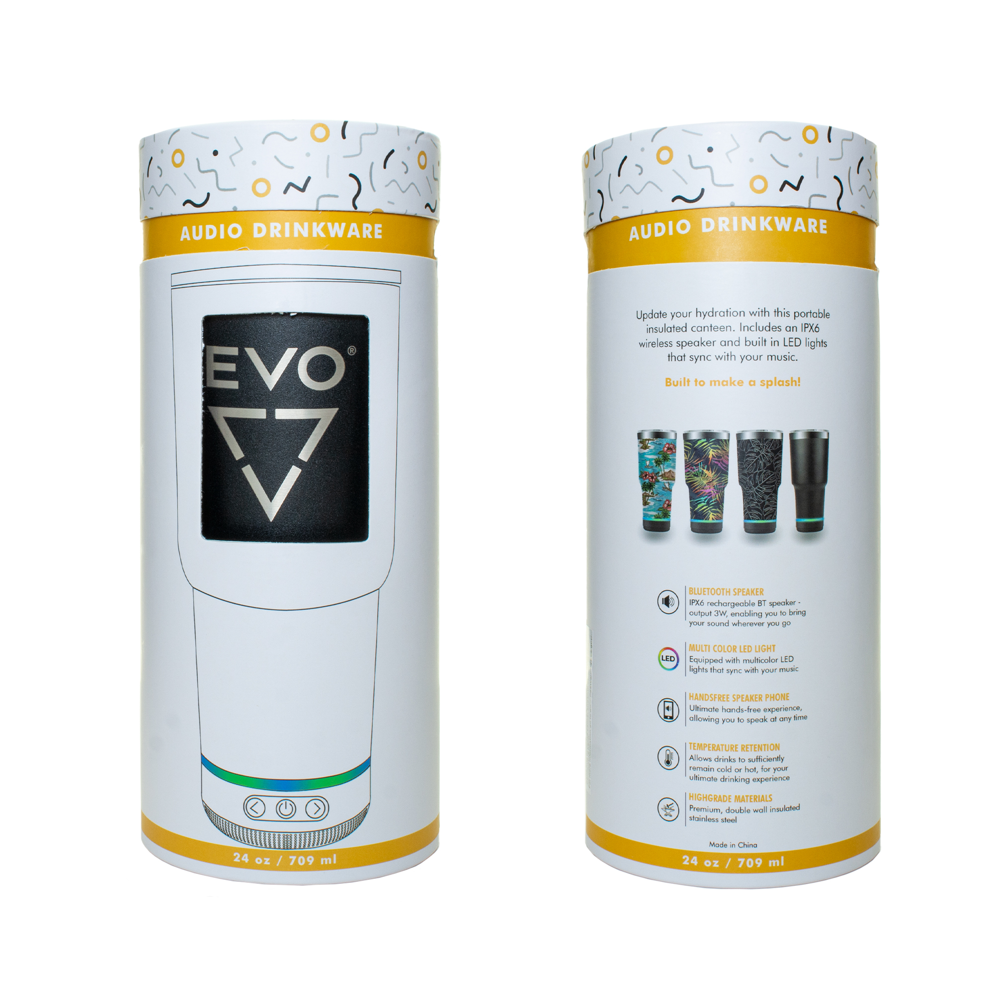 EVO Tumbler with Bluetooth Speaker, 24 oz Sarge Box