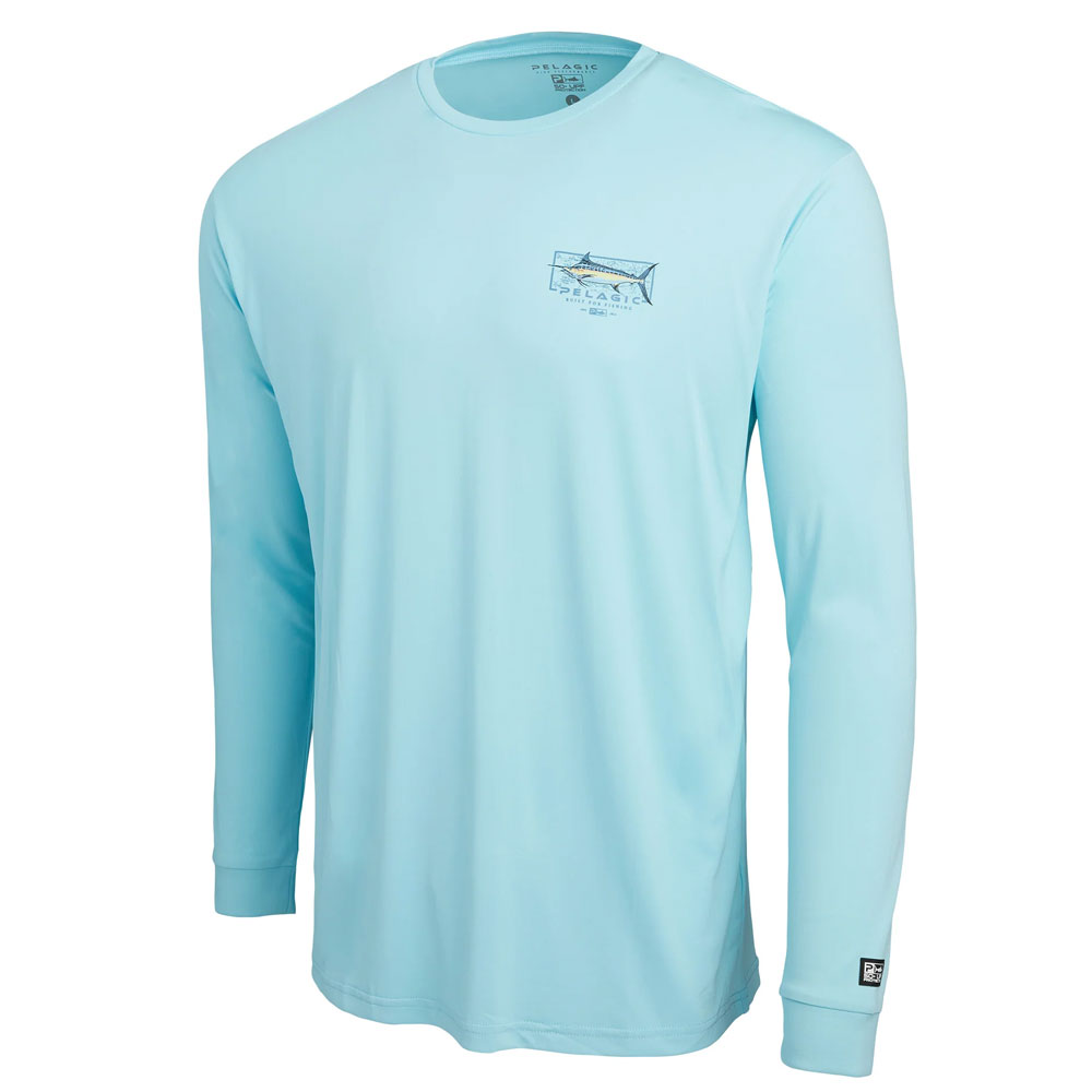 Pelagic Aquatek Marlin Mind Long Sleeve Performance Shirt - Tahiti Blue Front