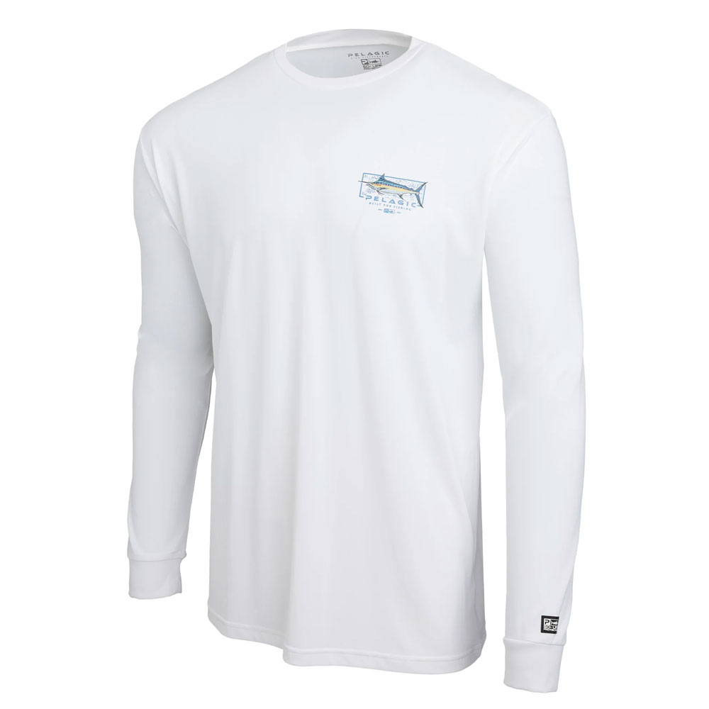 Pelagic Aquatek Marlin Mind Long Sleeve Performance Shirt - White Front