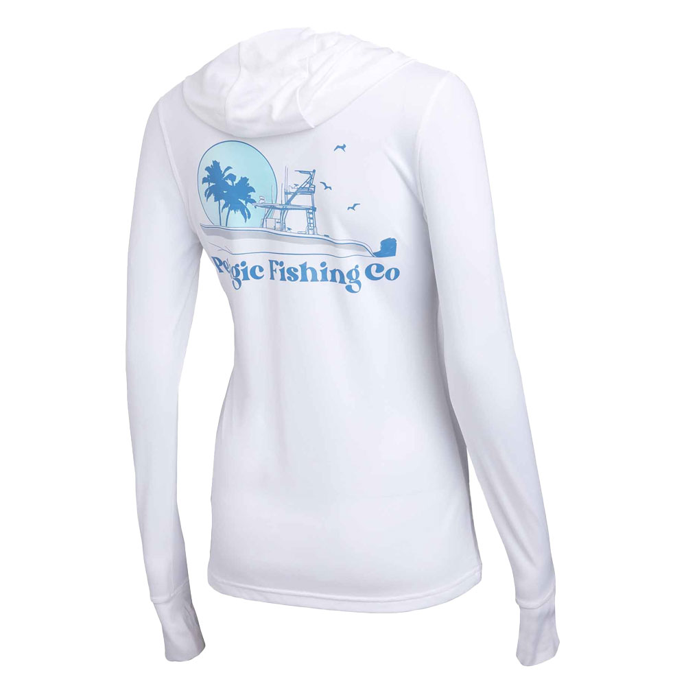 Pelagic Aquatek Evening Fade Hooded Performance Shirt - White Back