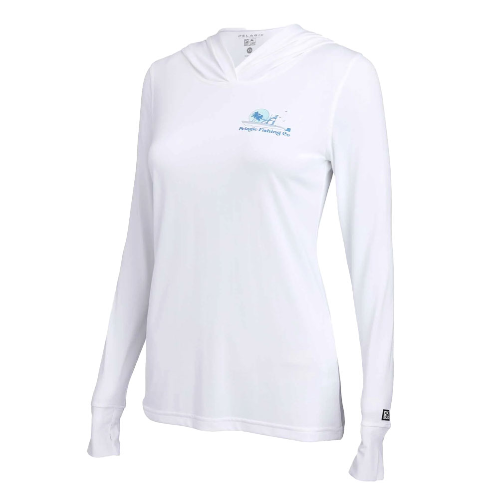 Pelagic Aquatek Evening Fade Hooded Performance Shirt - White Front