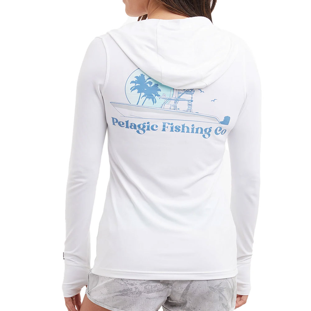Pelagic Aquatek Evening Fade Hooded Performance Shirt - Back on Model