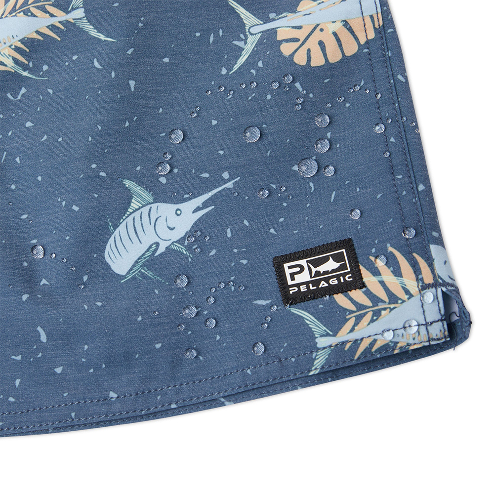 Pelagic Dockside Elastic Gamefish Boardshorts- Smokey Blue - Water Detail