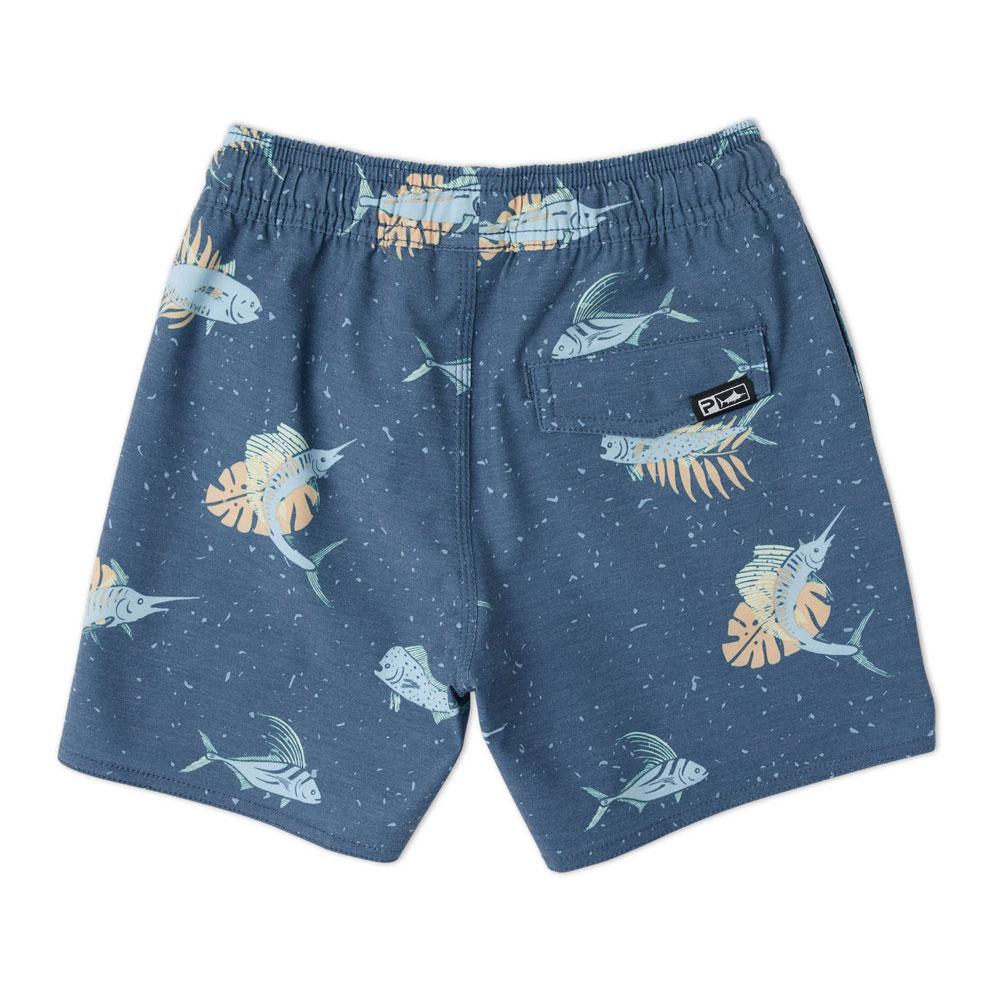 Pelagic Dockside Gamefish Boardshorts - Smokey Blue Back