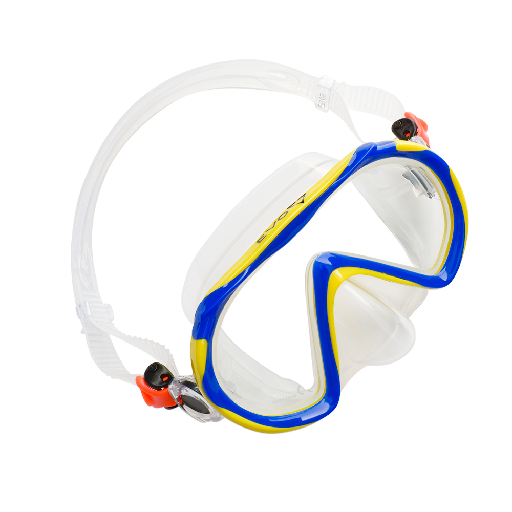 EVO One Snorkel Gear Package (Kid's) - Blue/Yellow Mask Front Angled