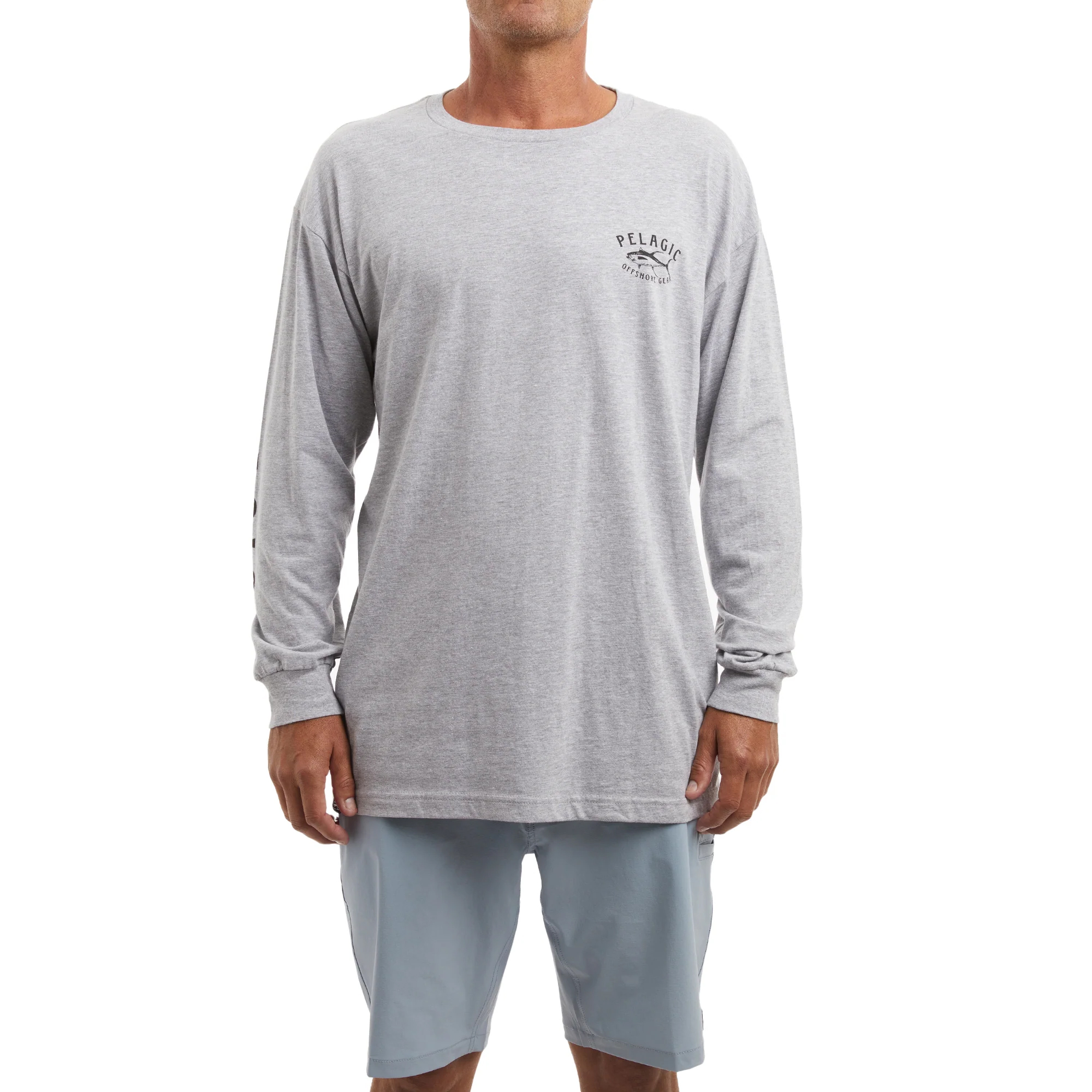 Pelagic Premium Tuna Long Sleeve Shirt (Men’s) - Front / Model