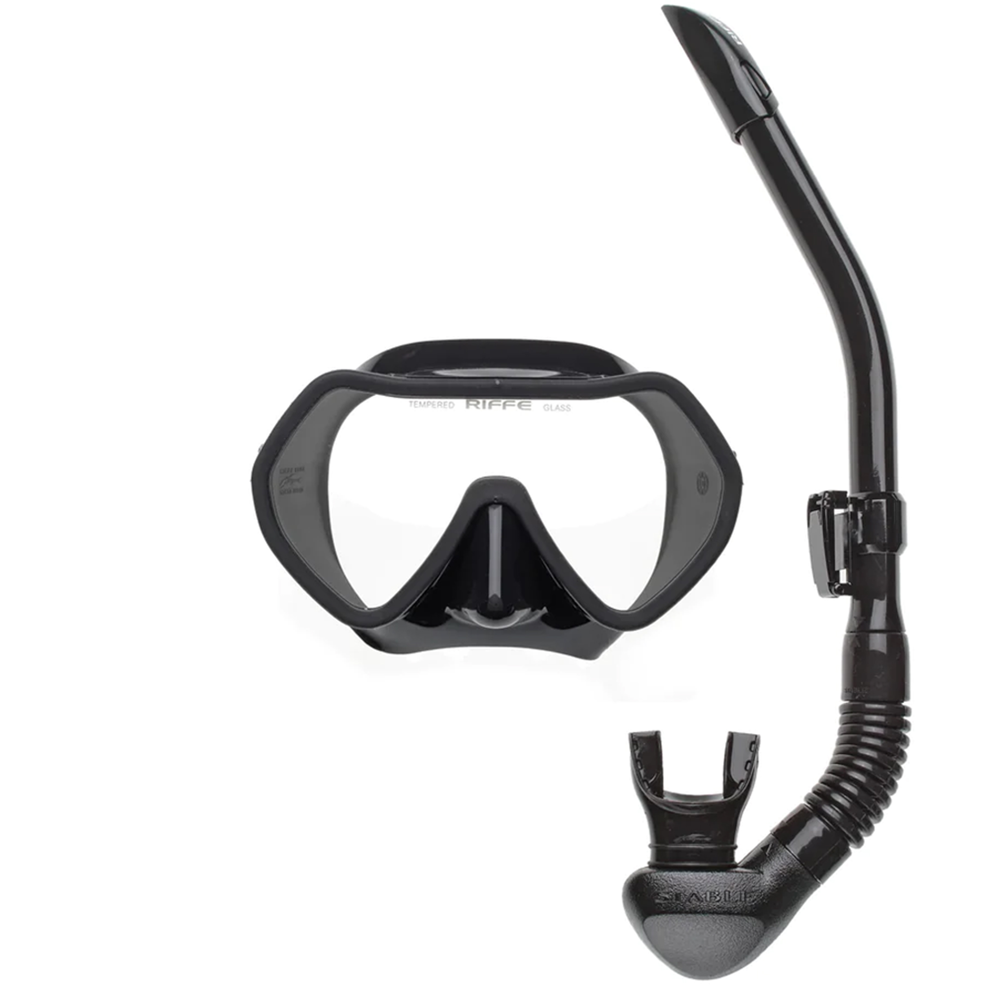 Riffe Frameless Black Mask and Snorkel Combo