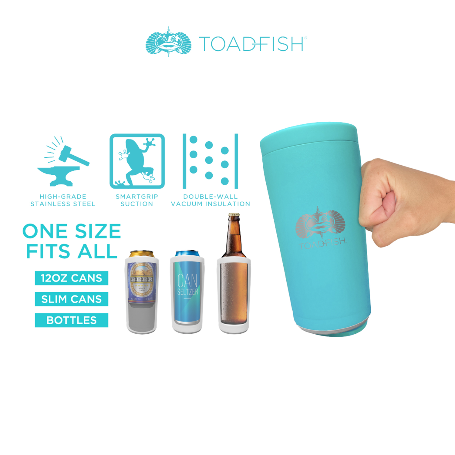 Toadfish Non-Tipping Can Cooler 2.0 — Teal