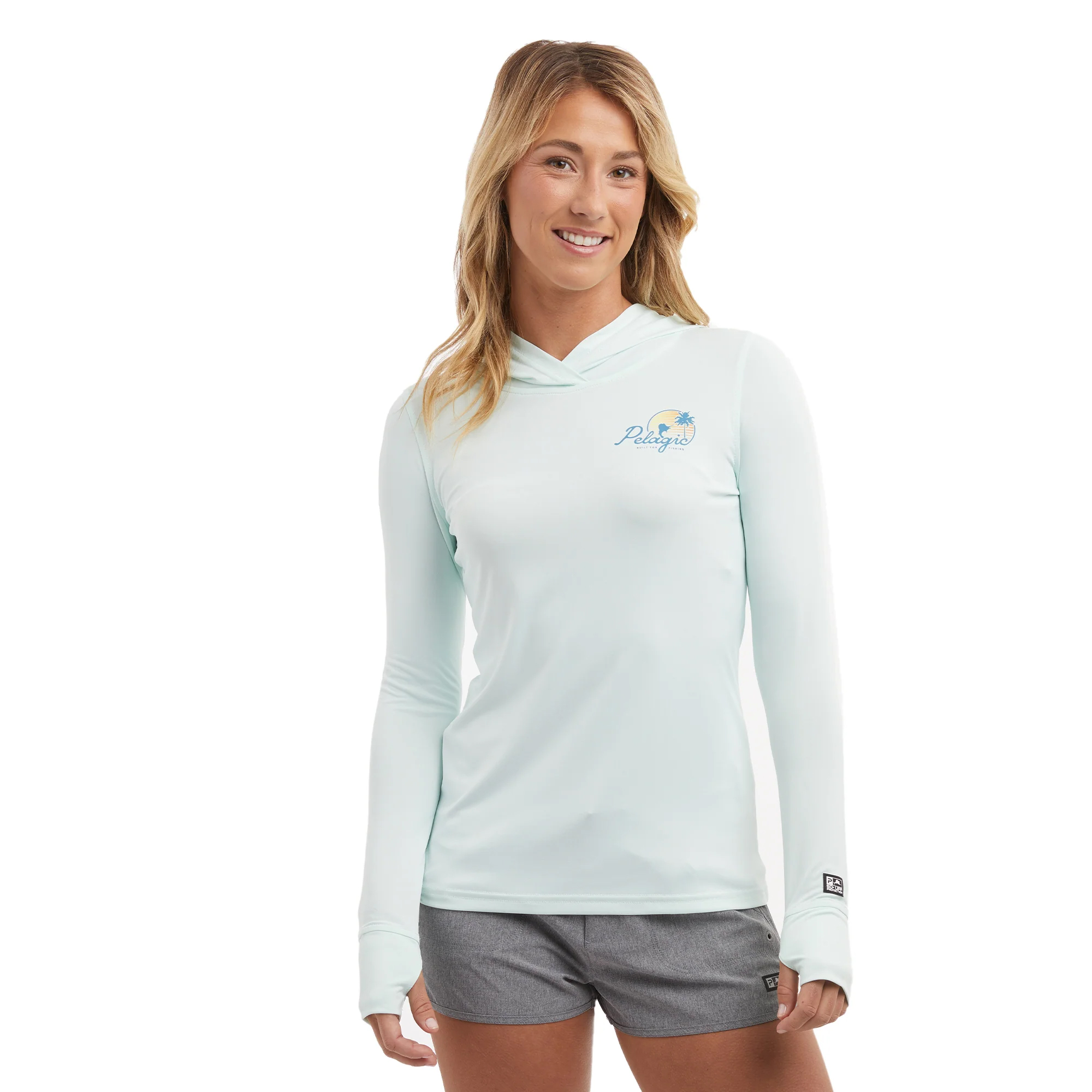 Pelagic Aquatek Sunset Sails Hooded Long Sleeve Performance Shirt (Women’s)- Front