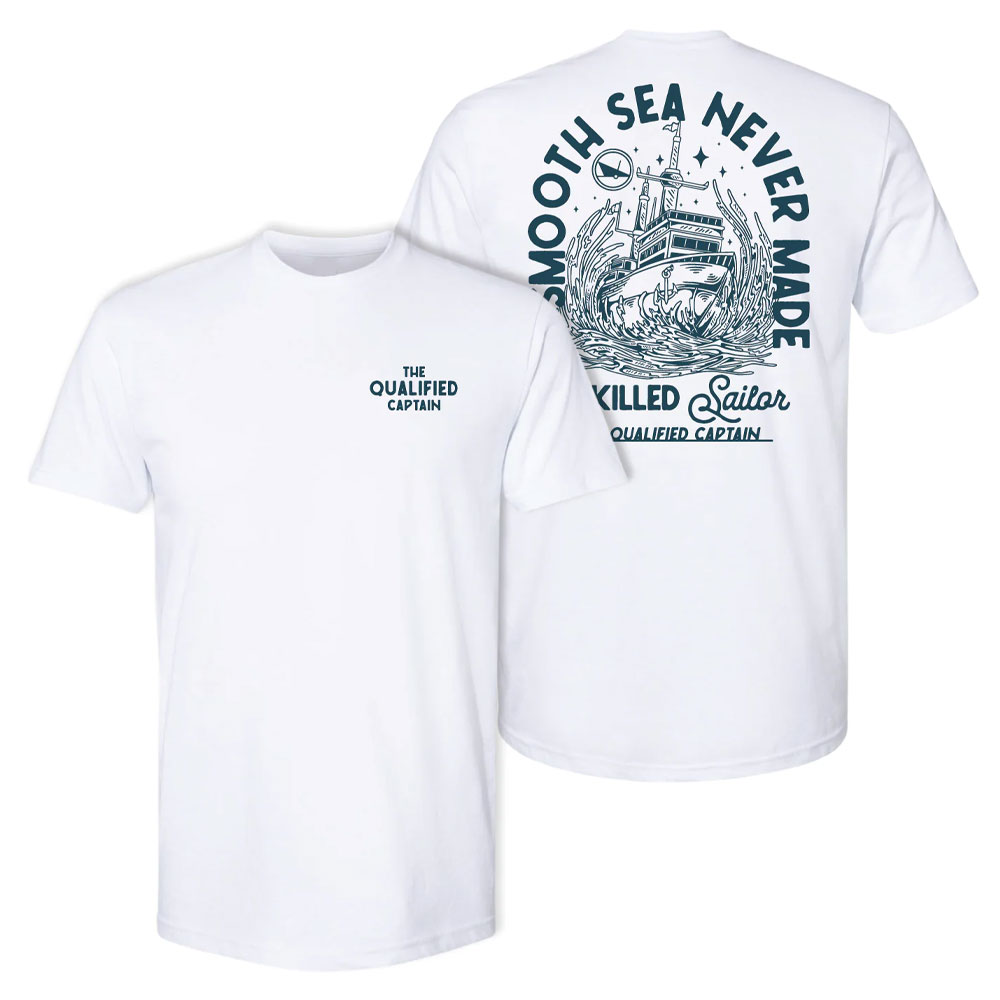 The Qualified Captain Smooth Seas Short Sleeve T-Shirt - White