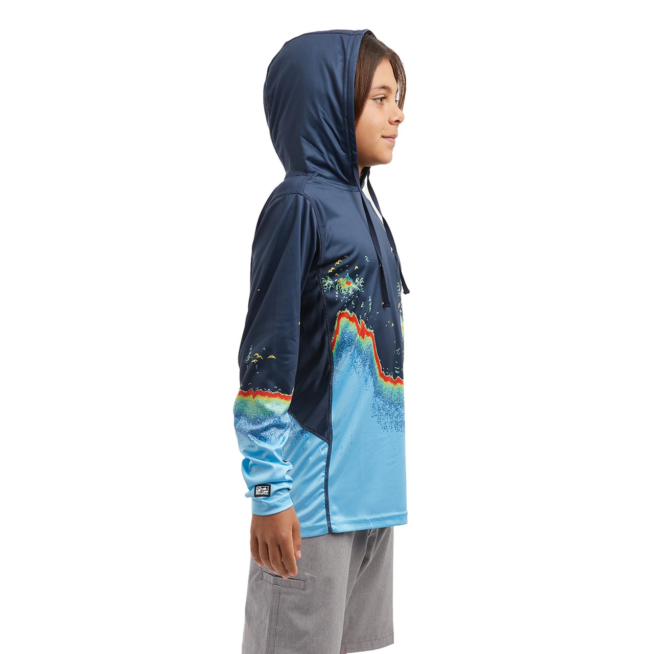 Pelagic Vaportek Hooded Long Sleeve Sonar Performance Shirt (Kid’s) - Side