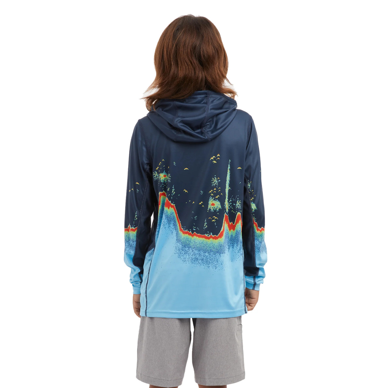 Pelagic Vaportek Hooded Long Sleeve Sonar Performance Shirt (Kid’s) - Back