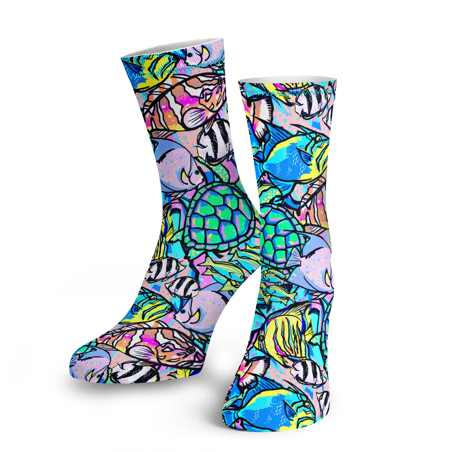 Spacefish Army Dive Socks - Neon fish frenzy