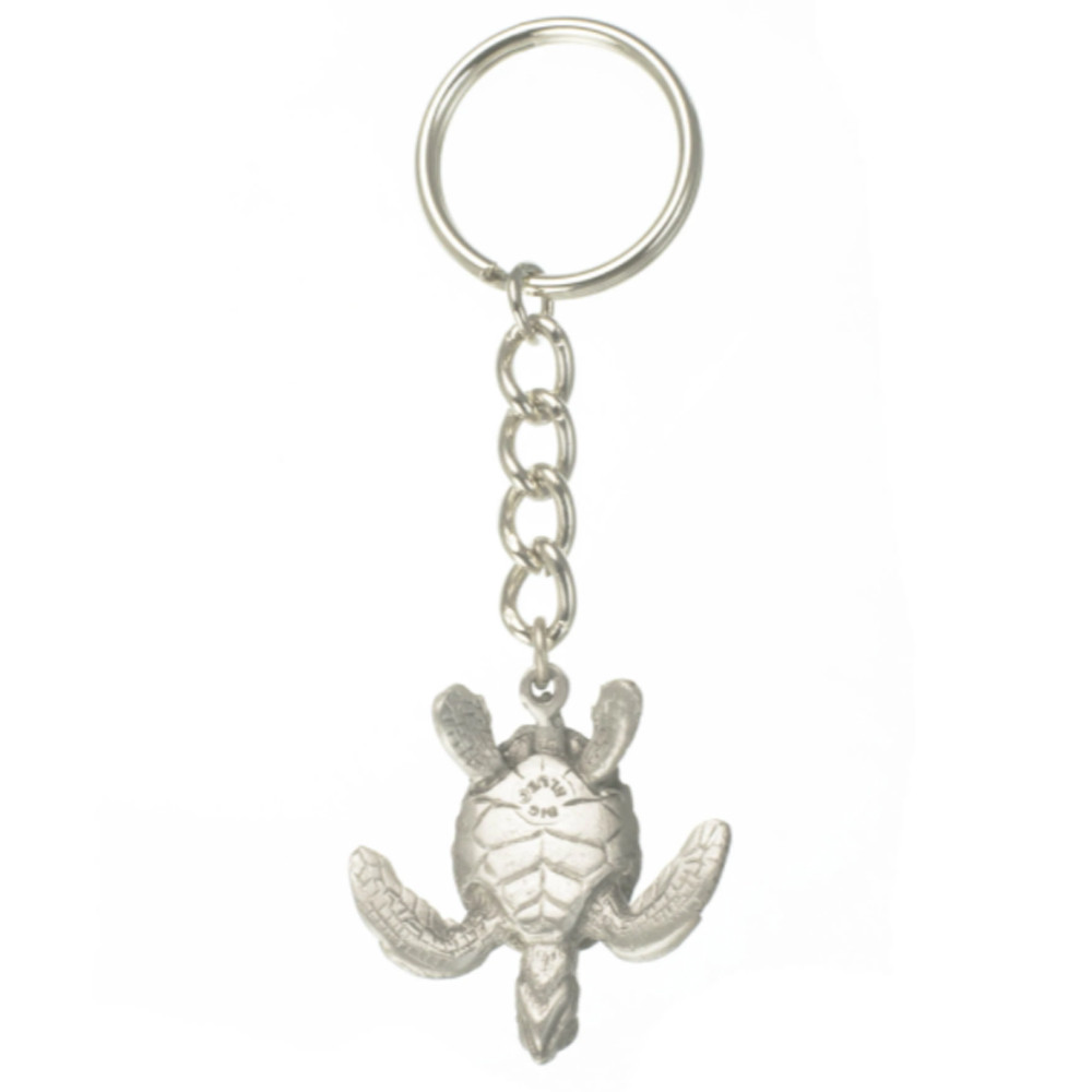Big Blue Sea Turtle with Dive Flag Keychain Underside