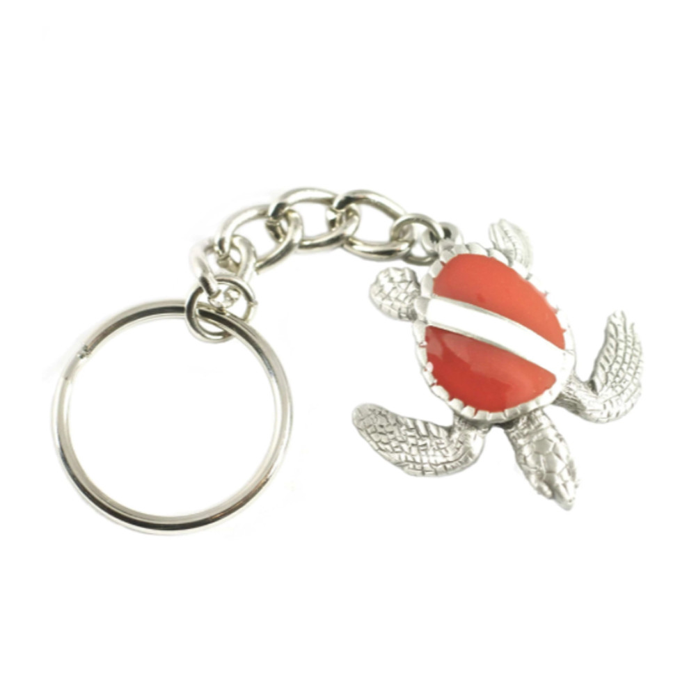 Big Blue Sea Turtle with Dive Flag Keychain Alternate View