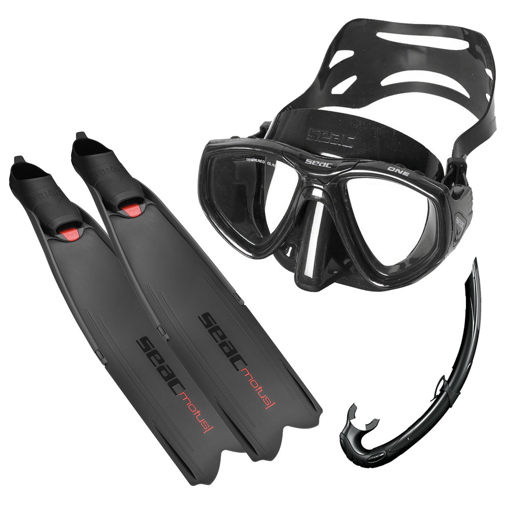 SEAC Tris Motus Freedive Set - Seac Motus Fins, Seac One Mask, Seac j type snorkel