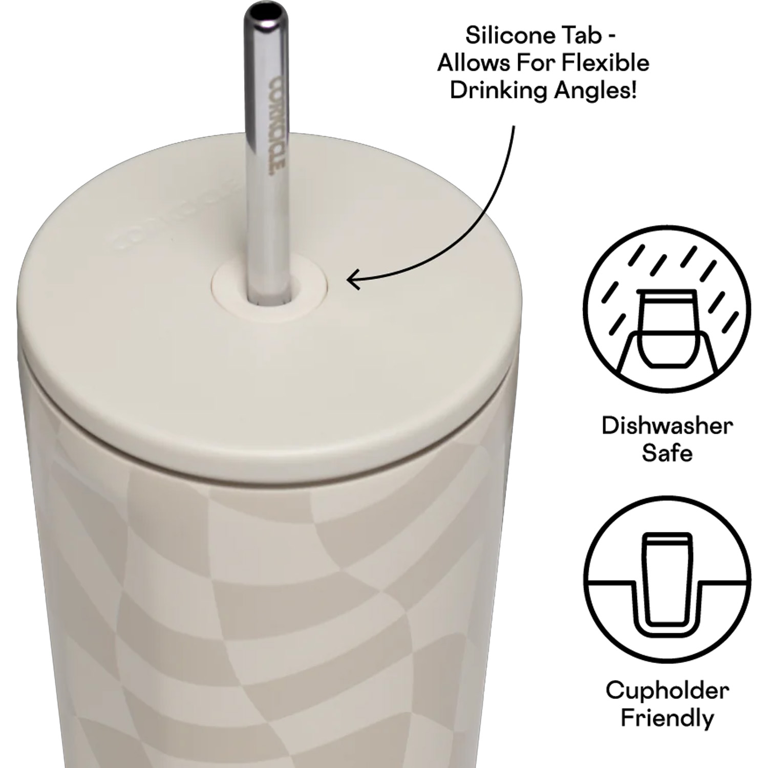 Corkcicle 24oz. Cold Cup - Wavy Checkerboard Neutrals