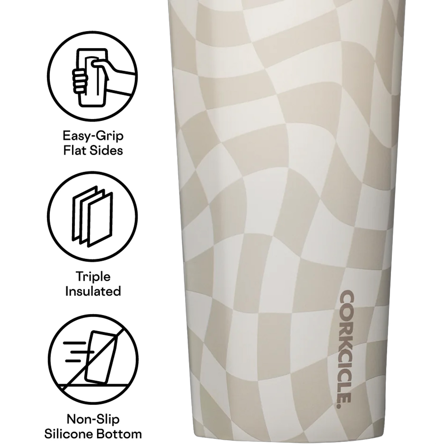Corkcicle 24oz. Cold Cup - Wavy Checkerboard Neutrals