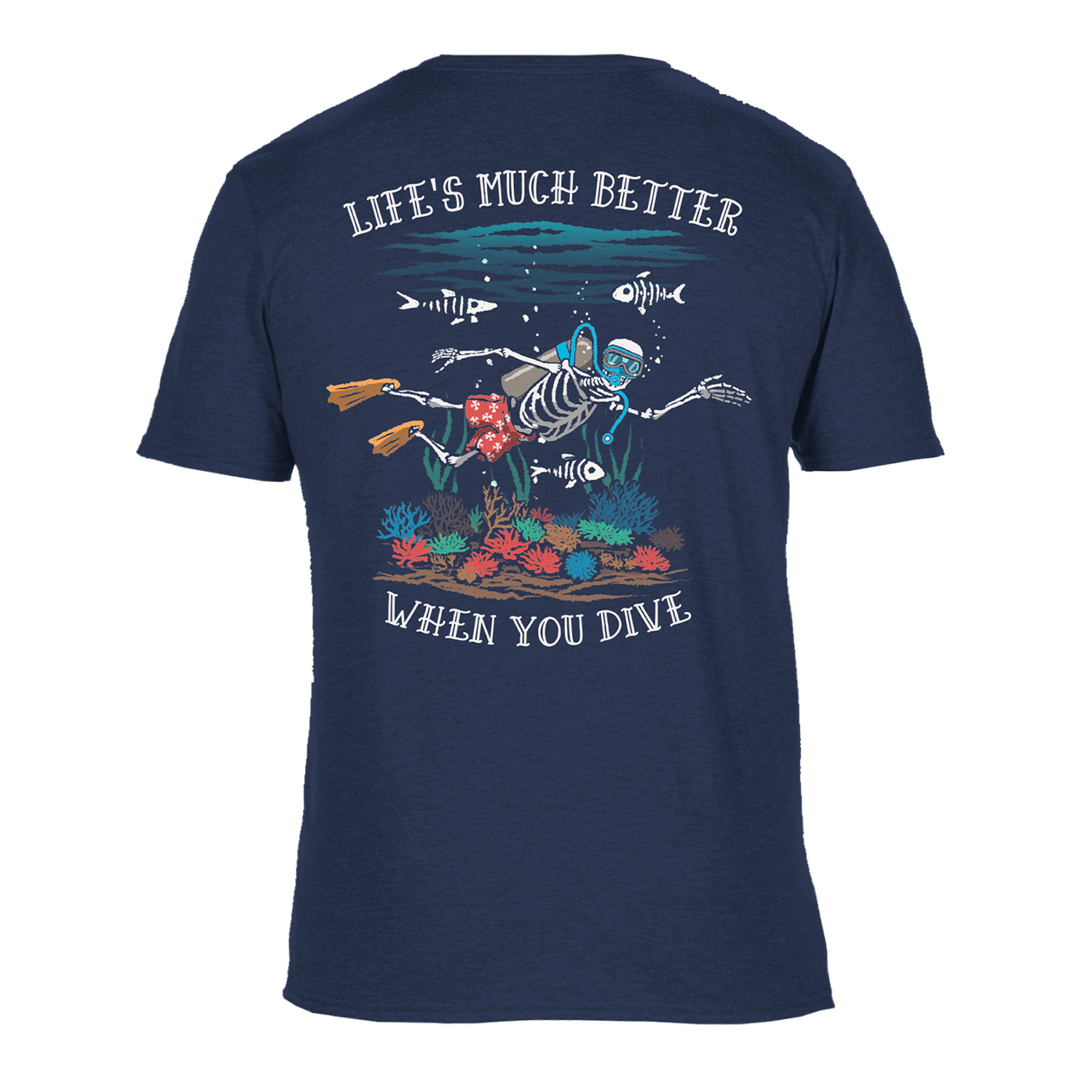 Exit H2O Salty Bones Diver T-Shirt (Men’s) - graphic / back side