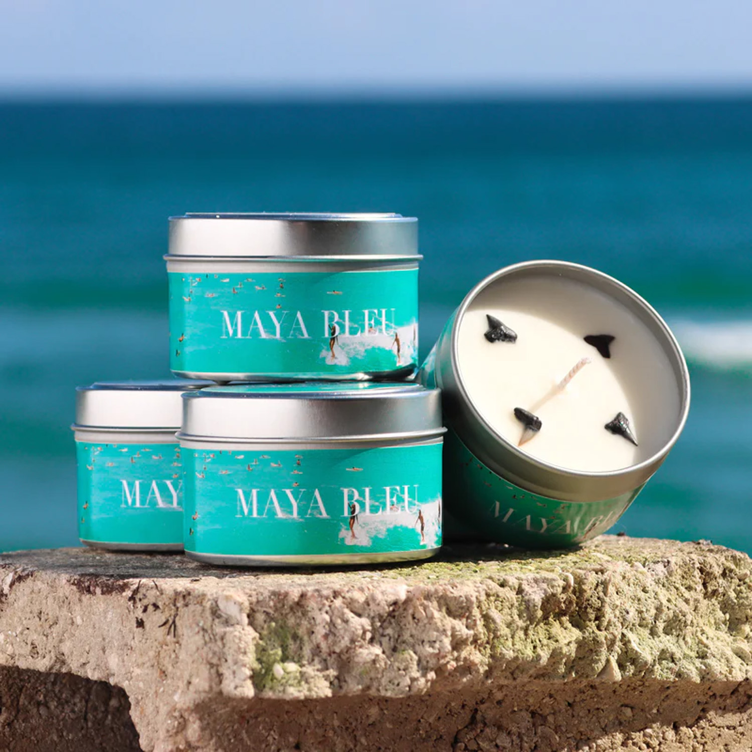 Maya Bleu Party Wave Shark Tooth Candle