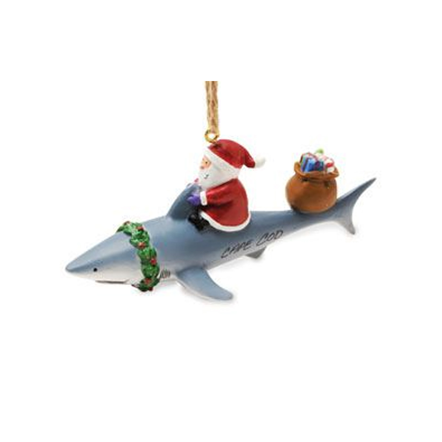 Cape Shore Santa Riding a Shark Ornament