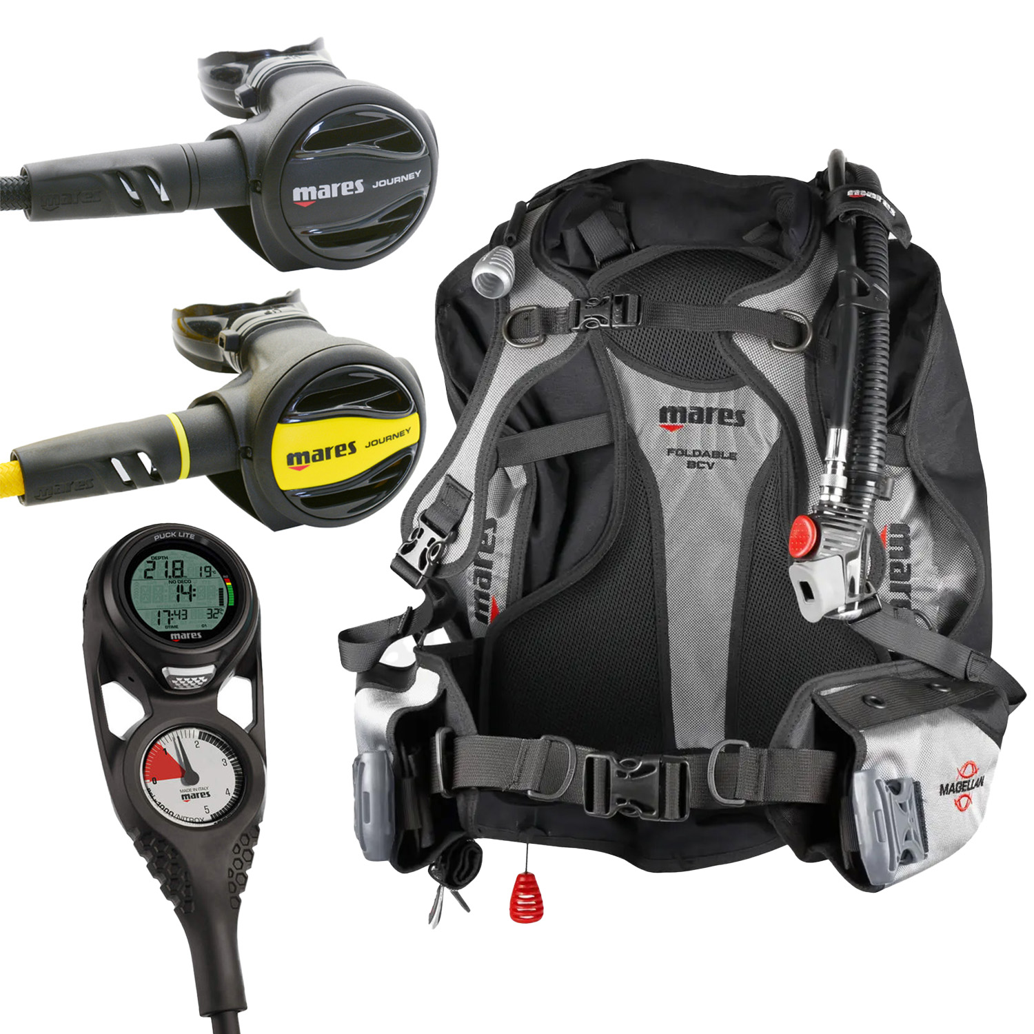 Mares Magellan Scuba Gear Package with Puck Lite Console