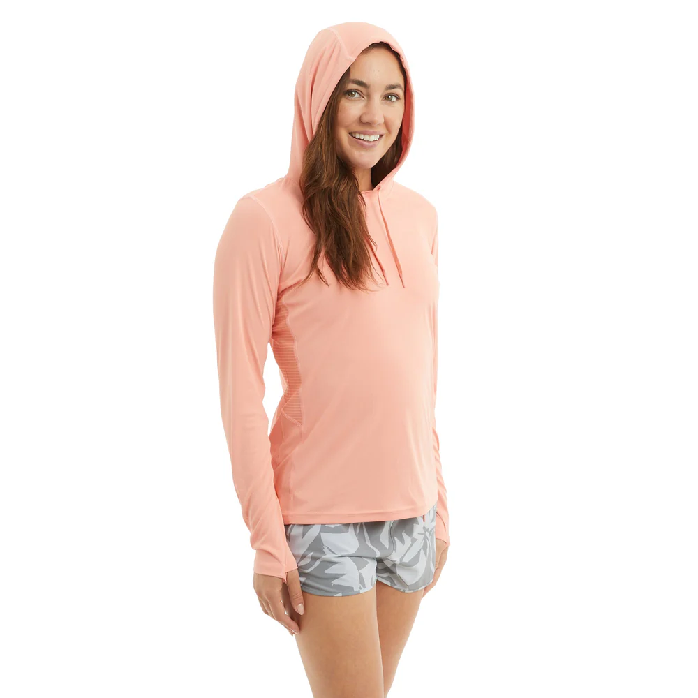 Pelagic Women's Vaportek Hooded Solid Coral