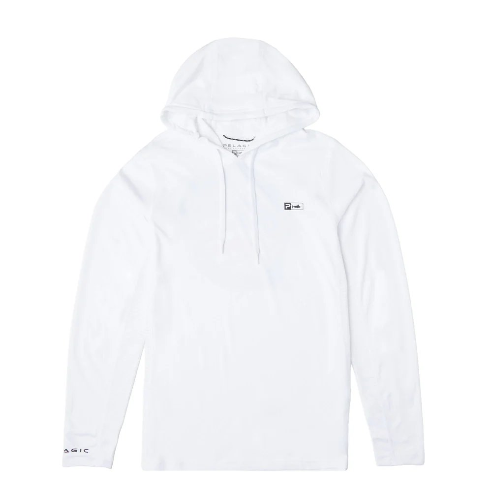 Pelagic Vaportek Youth Hooded Fishing Shirt American Marlin - White