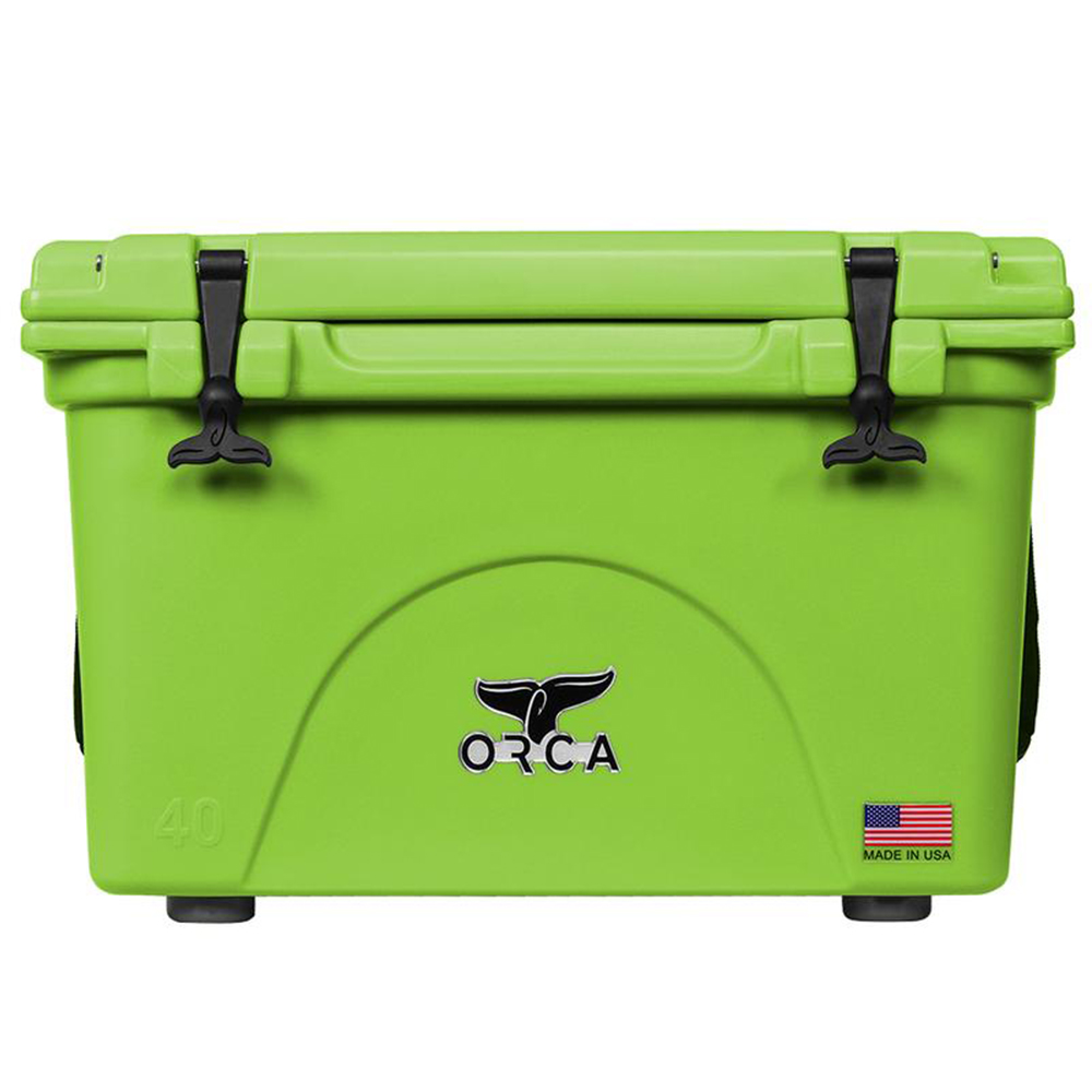 ORCA Coolers - Extremely limited run of lime green 50 each in 26qt and  75qt. This one time only combo comes with a durable slip pad top and a  Inside basket.