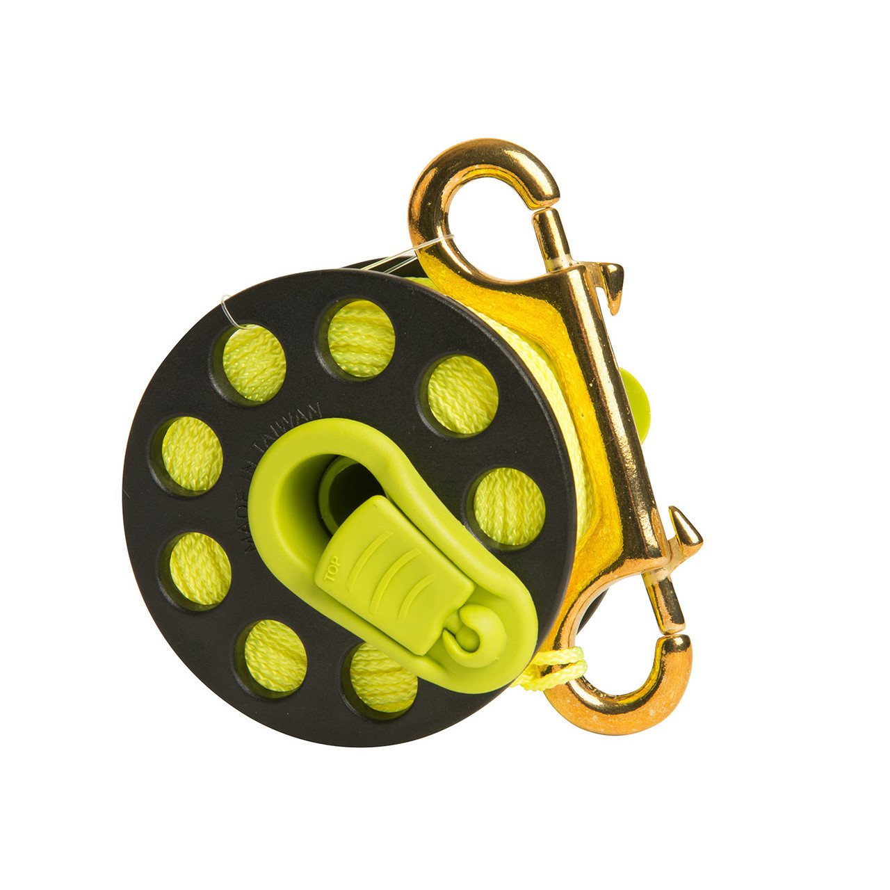 DiveSmart Buoy Float with 100ft High Visibility Neon Yellow Scuba Finger Reel (abs) for Surface Signalling