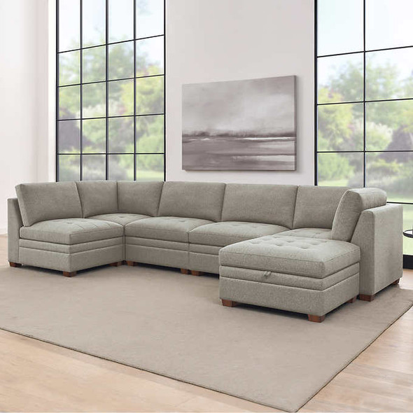 Thomasville Tisdale 6-piece Fabric Sectional with Storage Ottoman