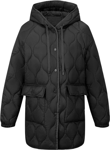 RISISSIDA Women Quilted Jacket Hooded Spring Fall Winter Fashion, Loose lightweight Packable Transitional Puffer Coat