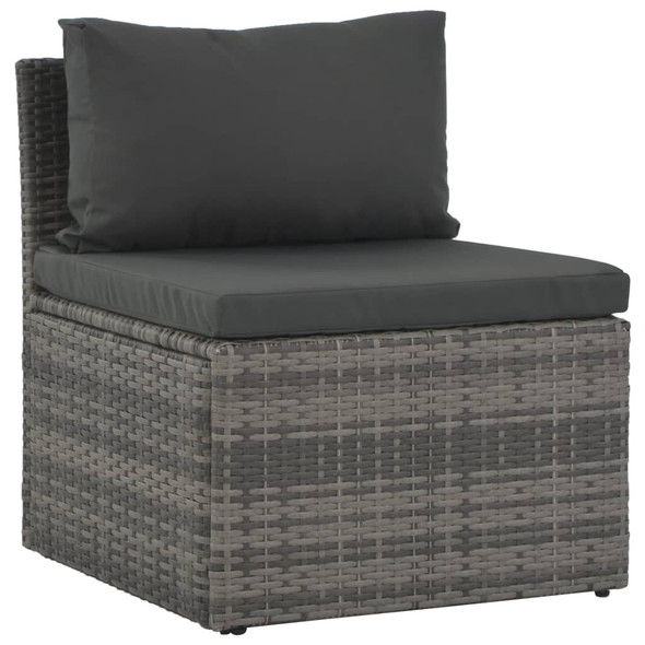 Piece Garden Lounge Set with Cushions Poly Rattan Grey