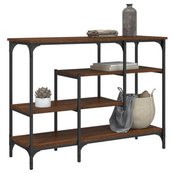Console Table with Shelves Brown Oak 100x35x75 cm