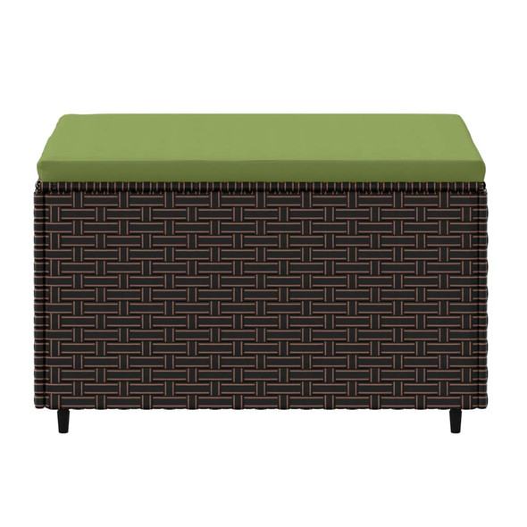 Garden Footrest with Cushion Brown Poly Rattan