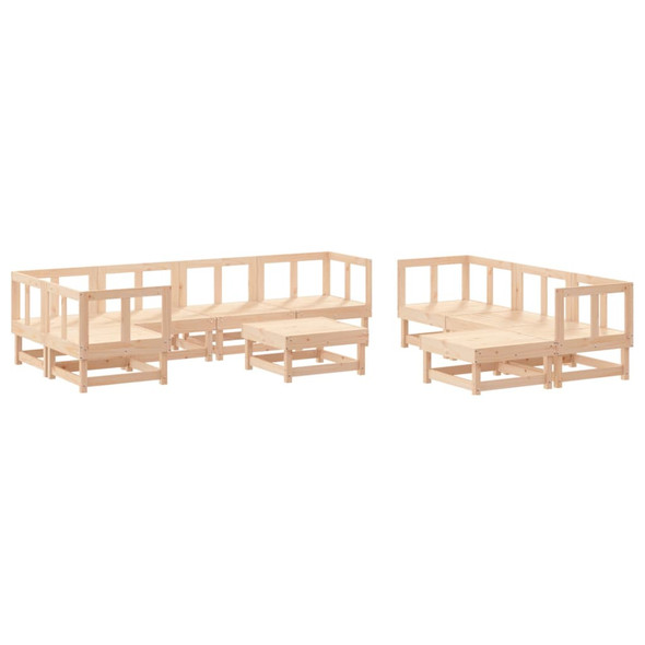 10 Piece Garden Lounge Set with Cushions Solid Wood