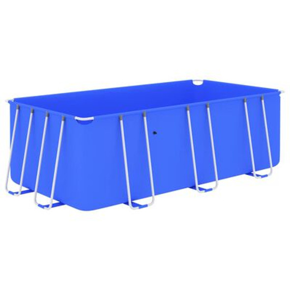 Swimming Pool with Steel Frame 400x207x122 cm Blue