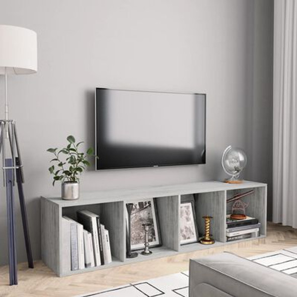 Book Cabinet/TV Cabinet Concrete Grey 143x30x36 cm