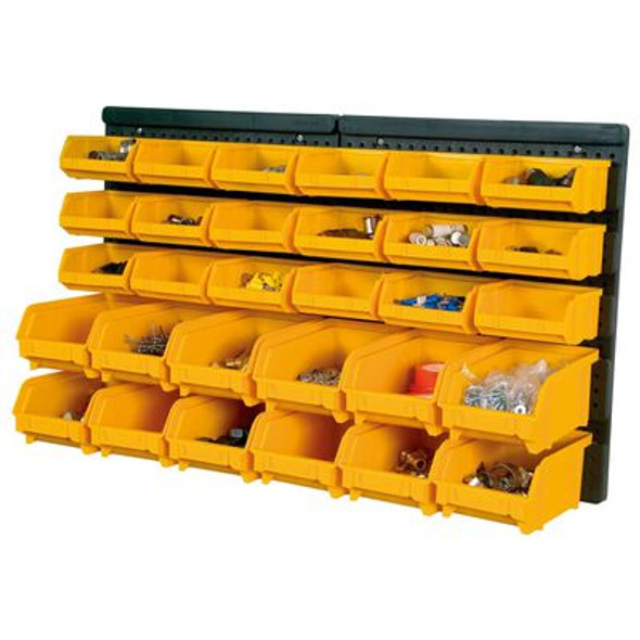 32 Piece Storage Bin Kit with Wall Panels Yellow and Black