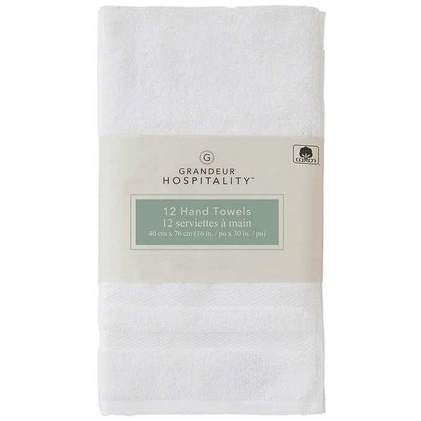 Grandeur Hospitality Hand Towels, 12-pack