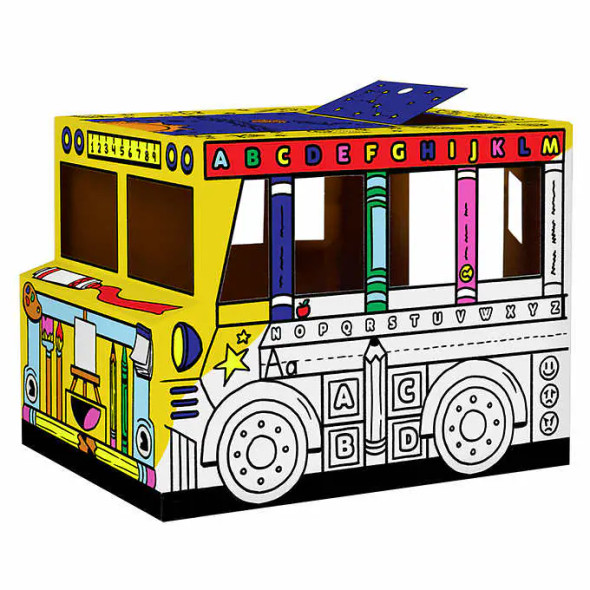 Fellowes - Bankers Box at Play Colour-Your-Own Cardboard School Bus