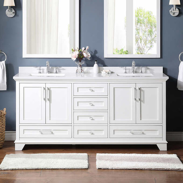 OVE Decors Hamburg 72 in. Double Vanity with Engineered Stone Top