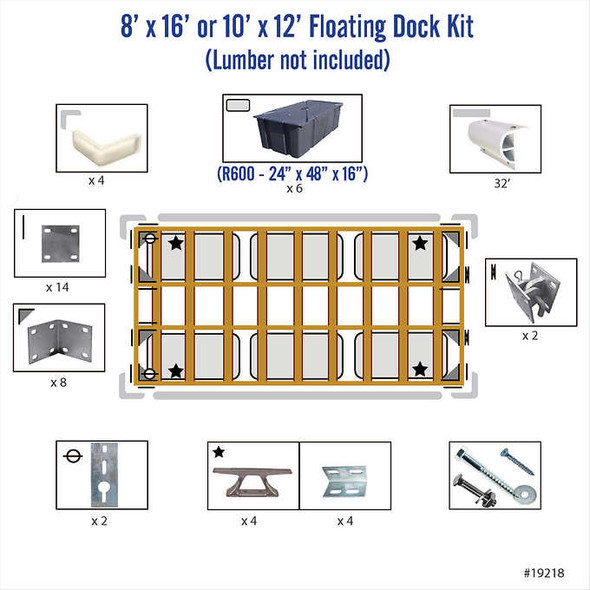 Multinautic High Freeboard Sturdy Floating Wooden Dock/Raft Kit