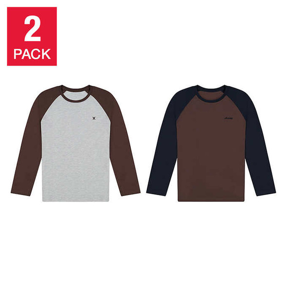 Hurley Men’s Long Sleeve Raglan Shirt, 2-pack