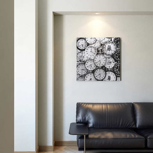 Appollo - Stopwatch 76 cm x 76 cm (30 in. x 30 in.) Black and White Photography on Canvas