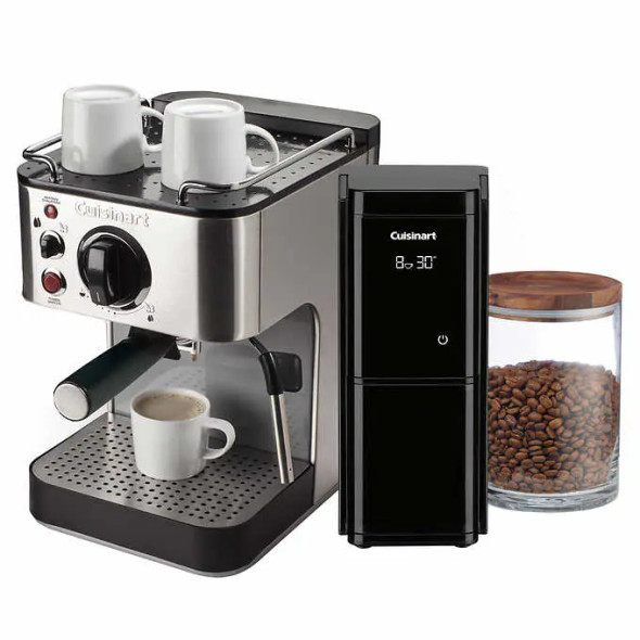 Stainless Steel Espresso Maker with Touch Screen Burr Mill Coffee Grinder