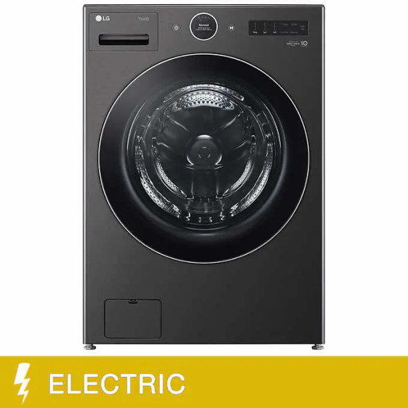 LG 5.8 cu. ft. Black Steel ThinQ AI Wi-Fi Enabled Mega Capacity Steam Front Load Washer with ezDispense