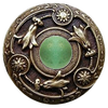 Jeweled Lily & Green Aventurine Natural Stone Knob in Antique Brass Finish